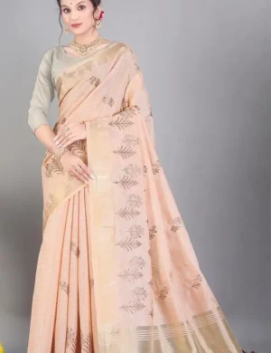 APRICOT-255-0926A LINEN SAREE