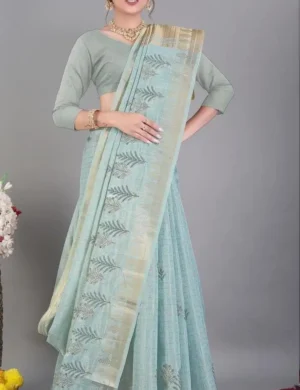 APRICOT-255-0926D LINEN SAREE