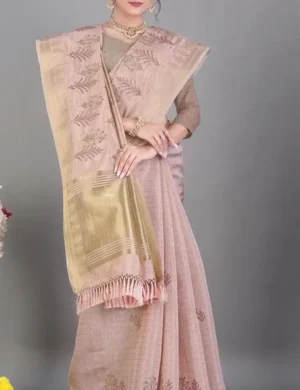 APRICOT-255-0926E LINEN SAREE