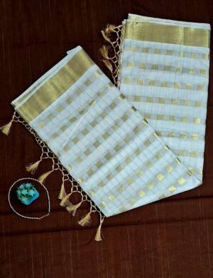 Golden check_setsaree