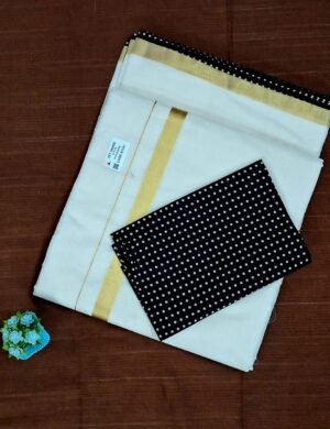 Polka dot bordered setsaree black
